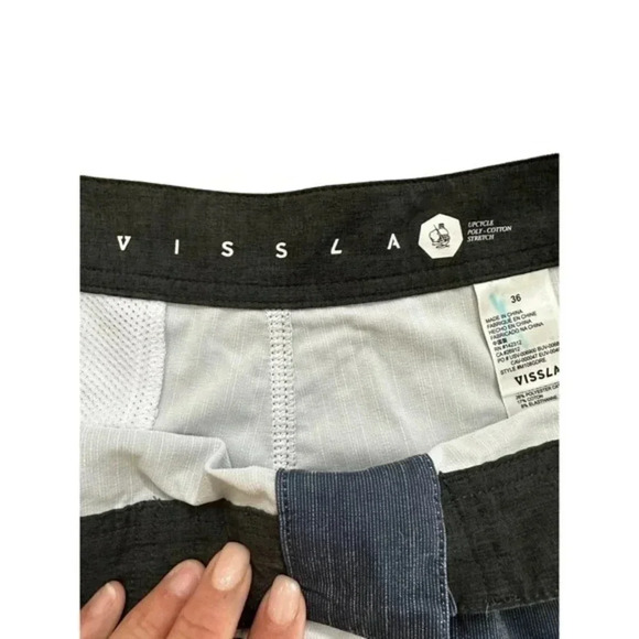 Vissla Mens Stretch Elastic Drawcord Waist Board Shorts‎ Blue Green Size 36 - Picture 5 of 5